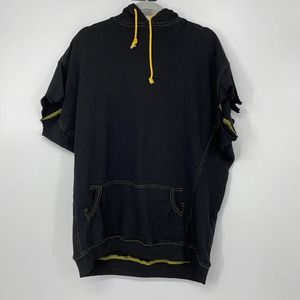 LF BLACK  WITH GOLD ACCENTS SHORT SLEEVE COTTON DRAWSTRING HOODIE SMALL